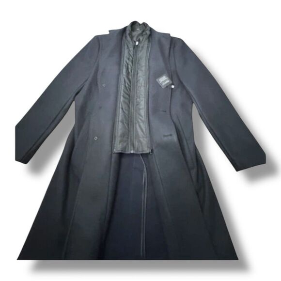 NWT Kenneth Cole Awearness Long Coat Navy Removable Bib Single Breast Men’s XL - Picture 9 of 14